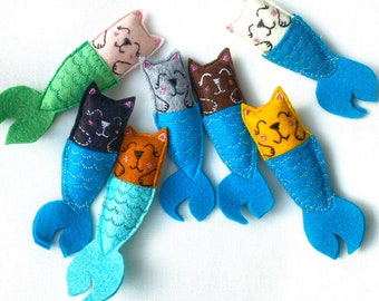 Purrmaid Toy with Catnip -  Catfish Toy for Kitty Cat - Felt Toy for Cats - Felt Sensory Catnip Silvervine Fish Toy