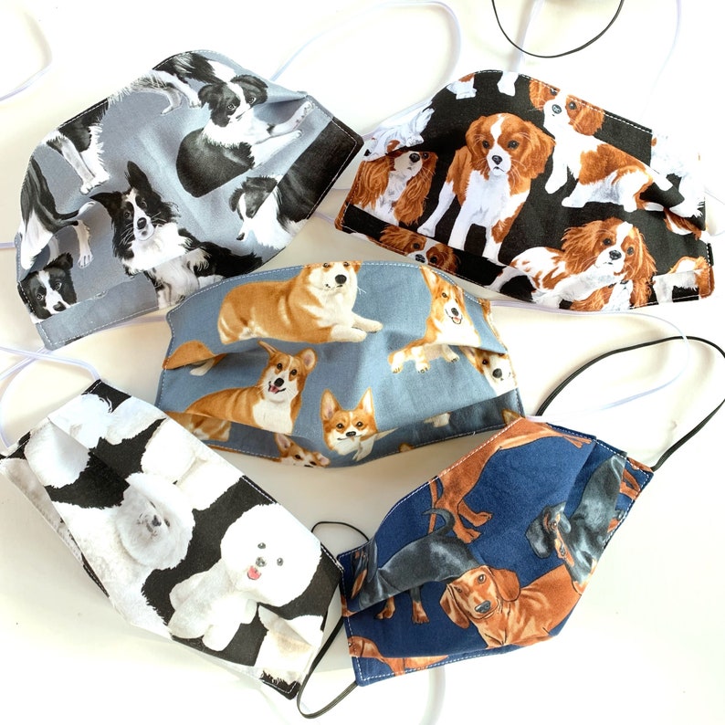 Novelty Dog Breed Masks Designer Dogs Fabric Face Masks Etsy