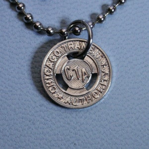 Chicago CTA Token Pendant -  Silver Tone Transit Authority