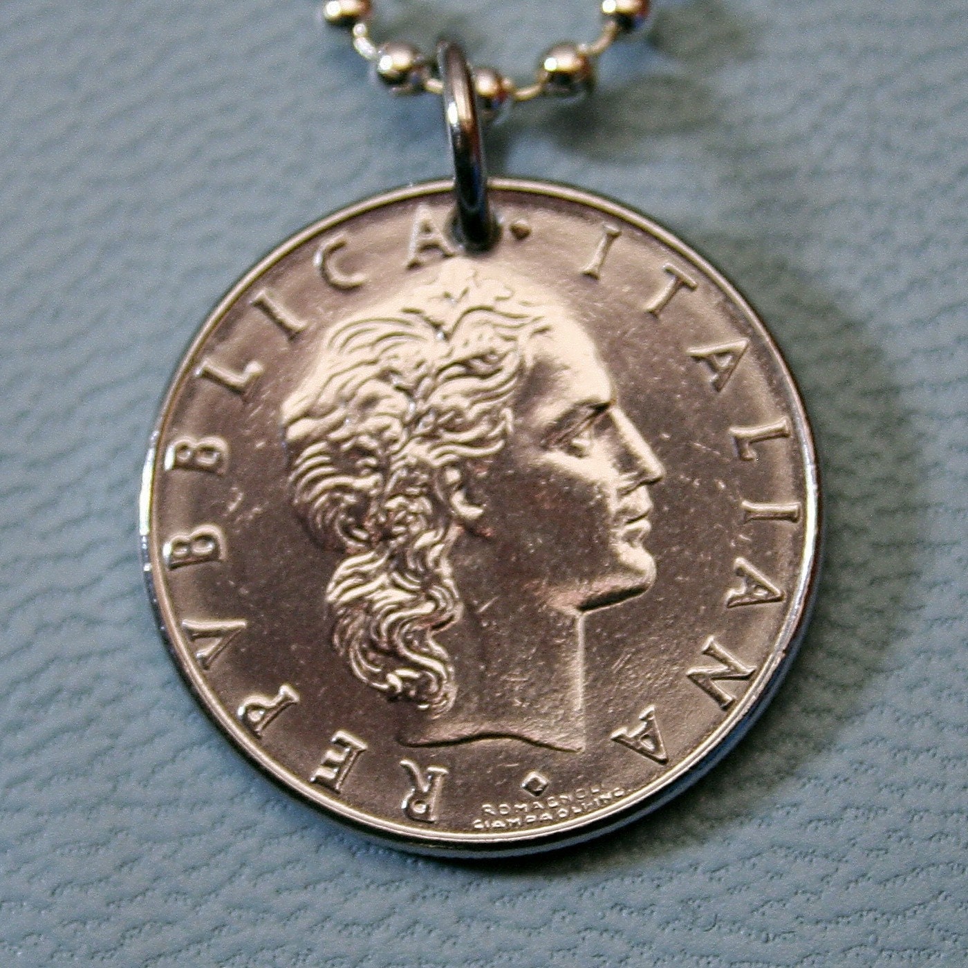 SILVER NECKLACE 1955 to 1989 PICK YOUR YEAR ITALIAN 50 LIRA COIN