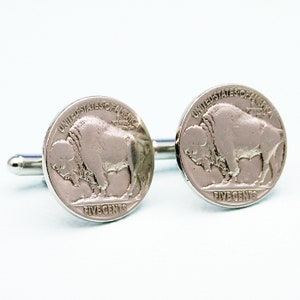 Buffalo Nickel Cufflinks - American Bison 5 Cents Coin