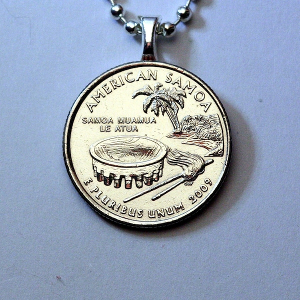 2009 American Samoa Coin Drop Pendant - Quarter Dollar - Samoa Muamua Le Atua