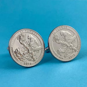 2012 El Yunque Quarter Dollar Coin Cufflinks,  National Forest, Puerto Rico