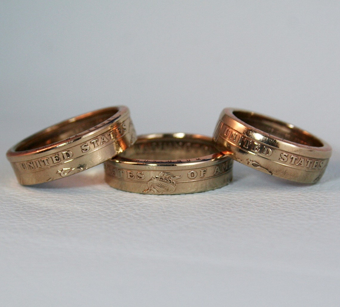 US Gold Dollar Coin Ring - Size 6 to 13 1/2 - Polished - Statue of ...