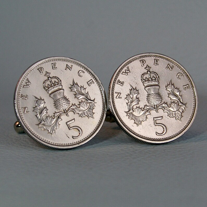 Scottish Thistle Coin Cufflinks 5 New Pence QE2 Scotland Etsy
