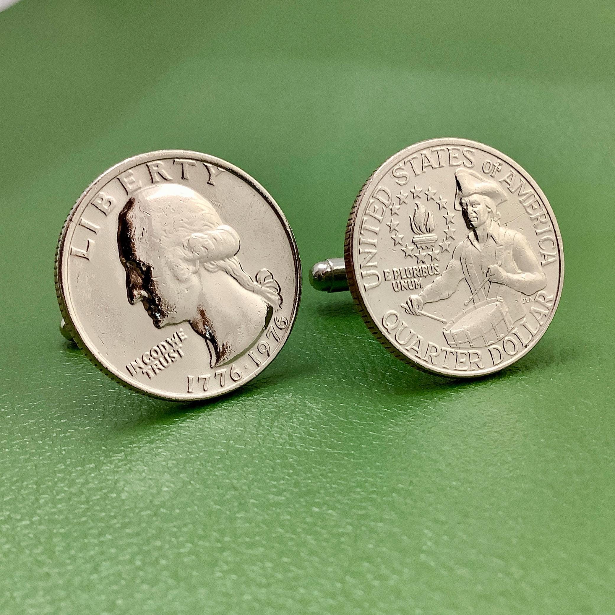 1776 1976 Bicentennial Quarter Dollar Coin Cufflinks, 200th