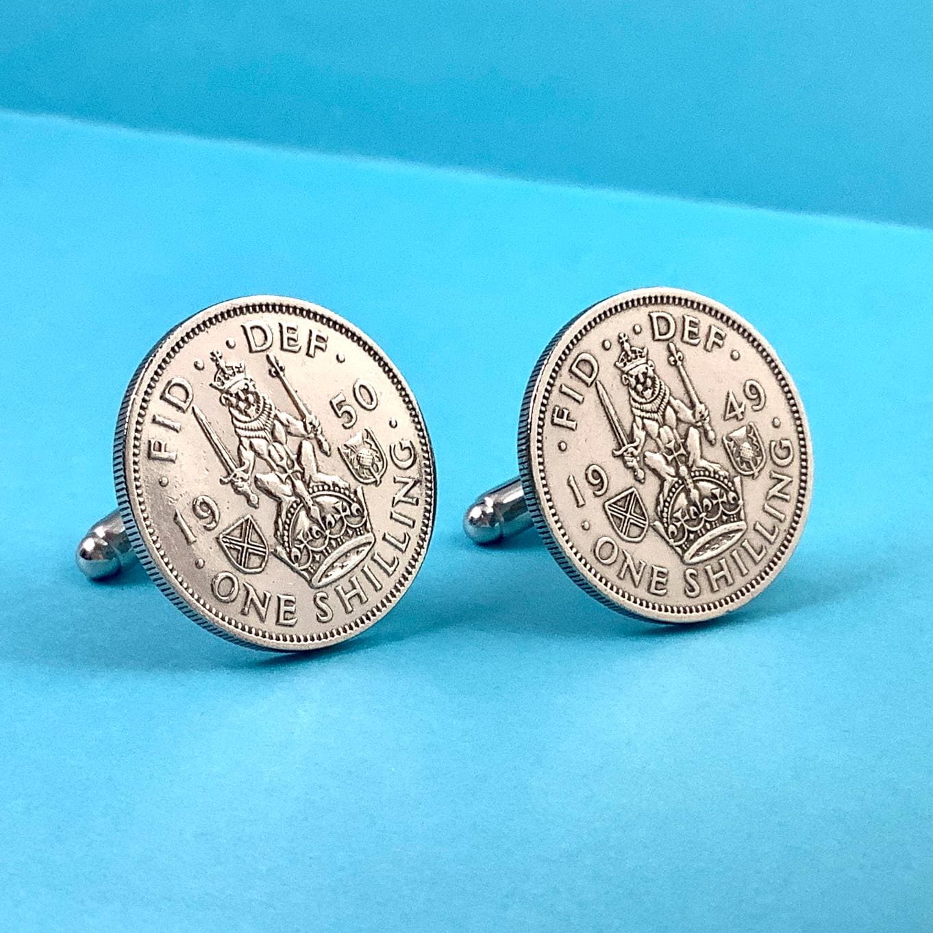 Boutons De Manchette Vintage Demi Penny - 1941 George VI Et 1955 Elizabeth II - Occasion