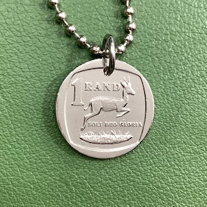 2003 to 2020 South Africa Springbok Antelope Coin Pendant Necklace, 1 Rand