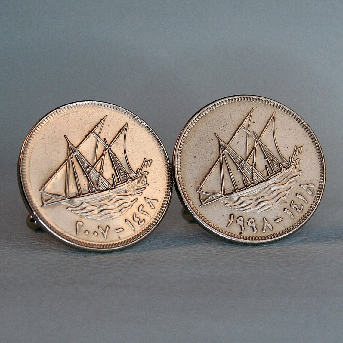 Kuwait Dhow Coin Cufflinks Kuwaiti 100 Fils Arab Sailing Etsy