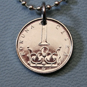 Czech Republic Coin Pendant - Crown of Saint Wenceslas 1 Koruna Ceska Republika