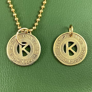 Vintage Kalamazoo Übergang Token Anhänger - Messing Initiale K - Missouri Transport Schmuck