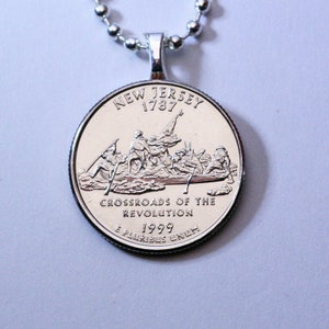 1999 New Jersey Quarter Dollar Münze Anhänger Halskette, NJ Scheideweg der Revolution