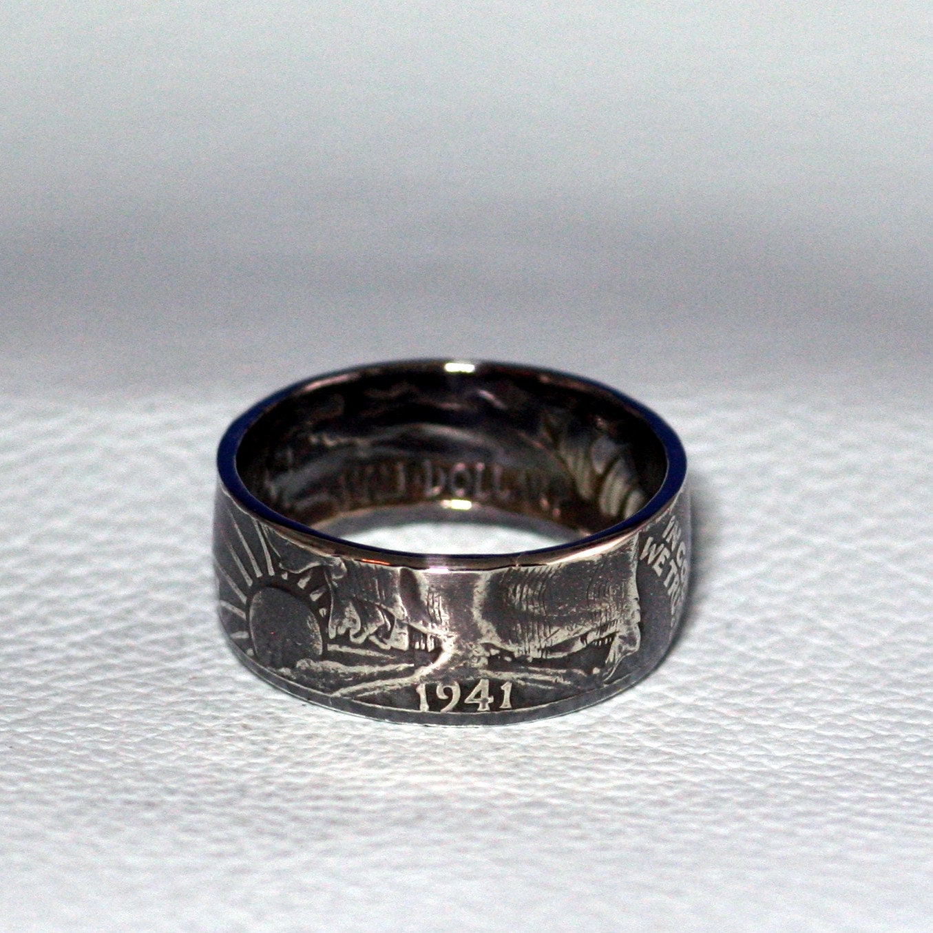 1941 Walking Liberty Silver Coin Ring USA Half Dollar - Size 7 to 