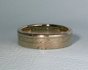 US Gold Dollar Coin Ring - Size 6 to 13 1/2 - Polished - Statue of Liberty Presidential American USA