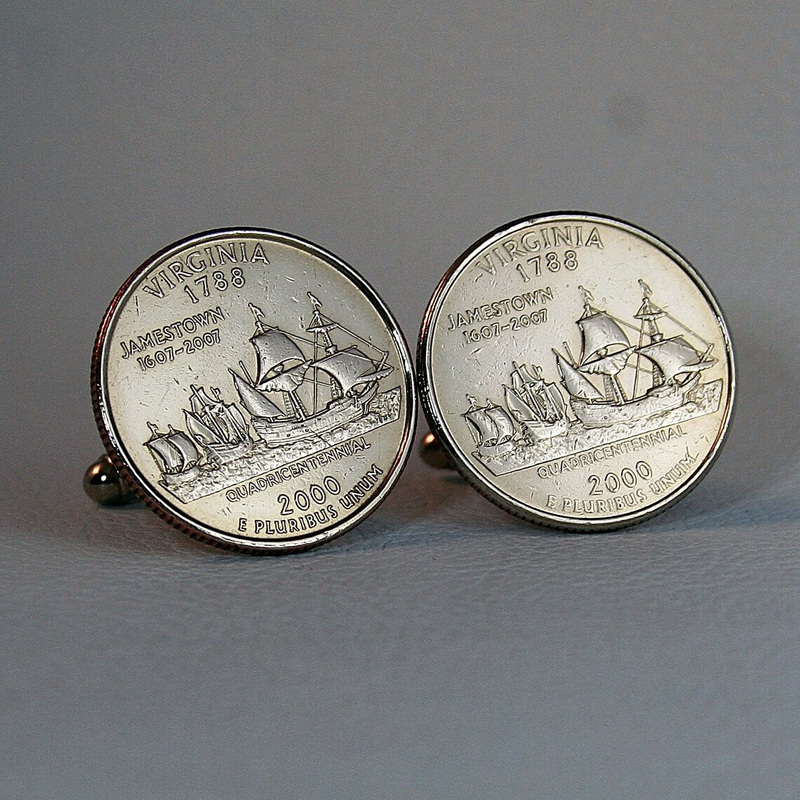 2000 Virginia Quarter Dollar Coin Cufflinks Jamestown Etsy
