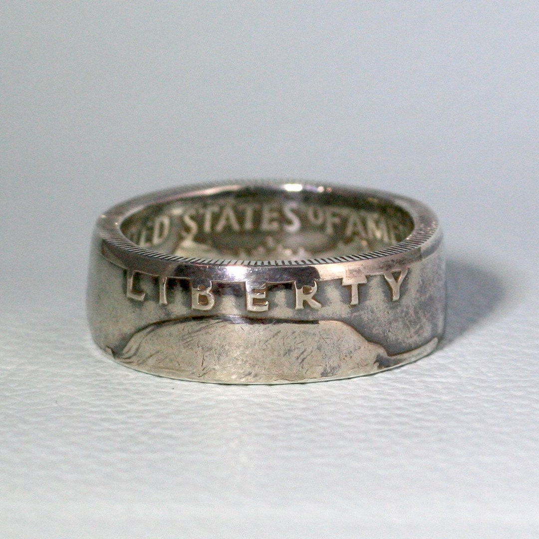 1949 Silver Coin Ring Ben Franklin Half Dollar Size 8 to 13 1/2 Liberty ...
