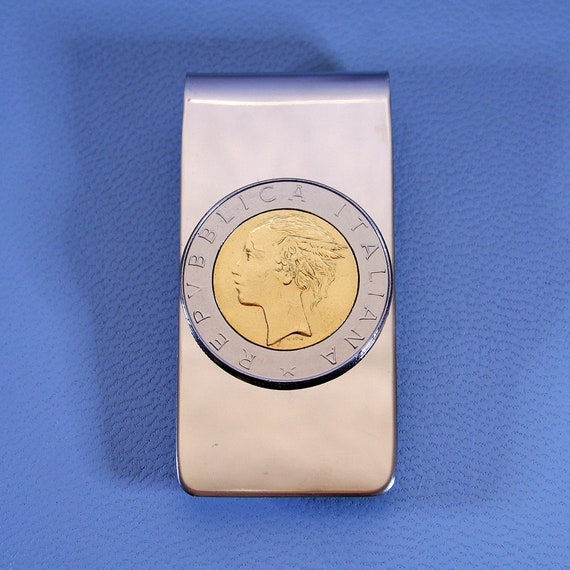 Vintage Bimetal Repubblica Italiana Lire Italy Italian 500 Lira Coin Pendant