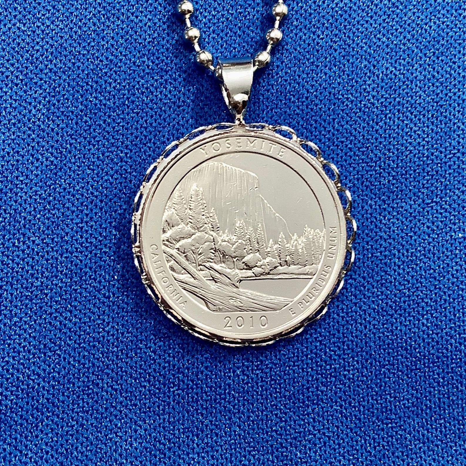 2010 Yosemite Coin Pendant Necklace, Quarter Dollar, National Park, California El Capitan