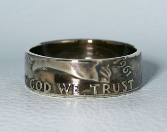 Anello con moneta d'argento Ben Franklin del 1961 da mezzo dollaro - Misura da 7 a 13 1/2 - Liberty - In God We Trust - USA 50 centesimi
