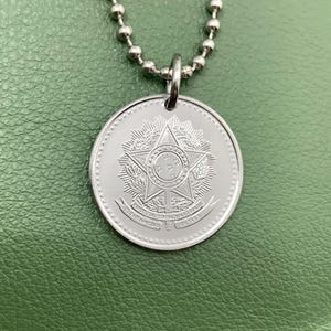 1986 to 1988 Brazil Star Coin Pendant Necklace, 1 Cruzado