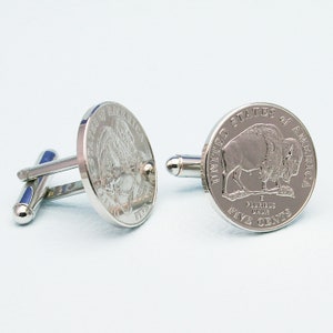 2005 Buffalo Nickel Cufflinks - American Bison 5 Cents Coin