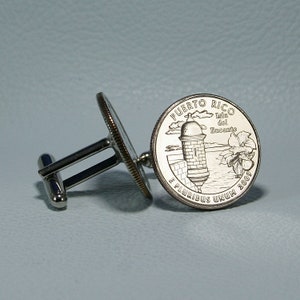 2009 Puerto Rico Quarter Dollar Coin Cufflinks -  Isla Del Encanto - Isle of Enchantment - PR