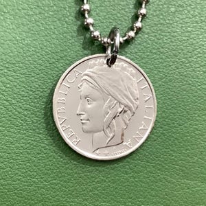 1993 to 2001 Italian 100 Lira Coin Pendant Necklace,  Vintage Repubblica Italiana Lire Italy Silver