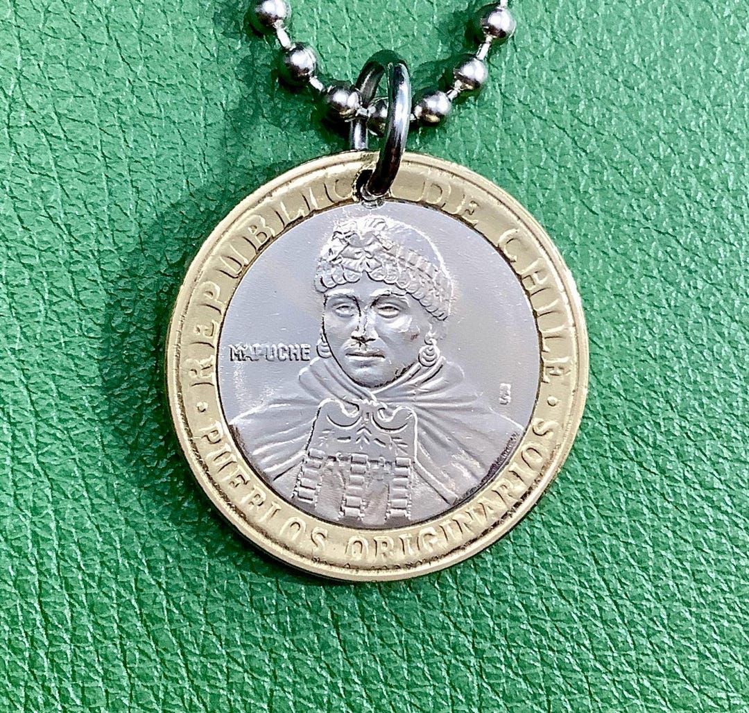 2001 to 2023 Chile Mapuche Coin Pendant Necklace, 100 Pesos Bimetal ...