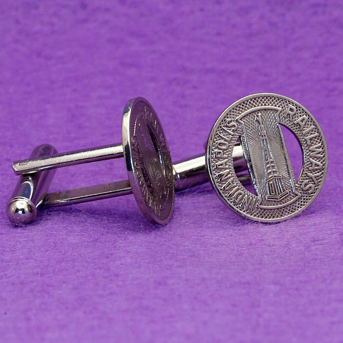 Boutons De Manchette Jetons San Diego Vintage - Pièces Anciennes Recyclées Argentées