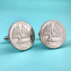 2018 Minnesota Voyageurs Coin Cufflinks - Quarter Dollar MN National Park Duck Loon