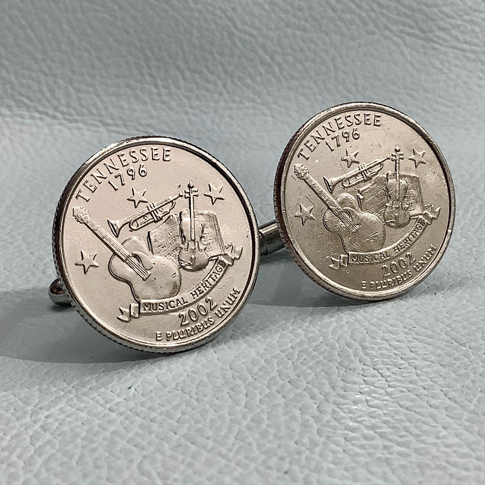 2002 Tennessee Quarter Dollar Coin Cufflinks, Musical Heritage