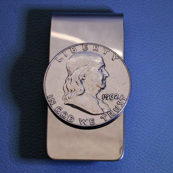 US 1948 ~ 1963 Franklin Half Dollar 90/% Silver Coin Hinged Money Clip NEW