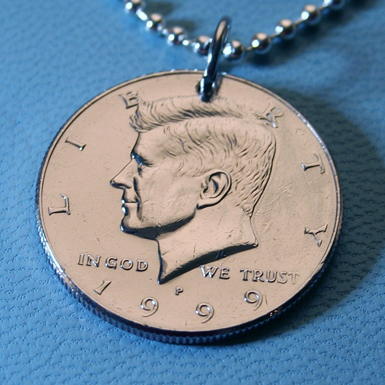 Collana Con Mezzo Dollaro John F. Kennedy - Moneta USA In Condizioni Perfette - Catena 24"