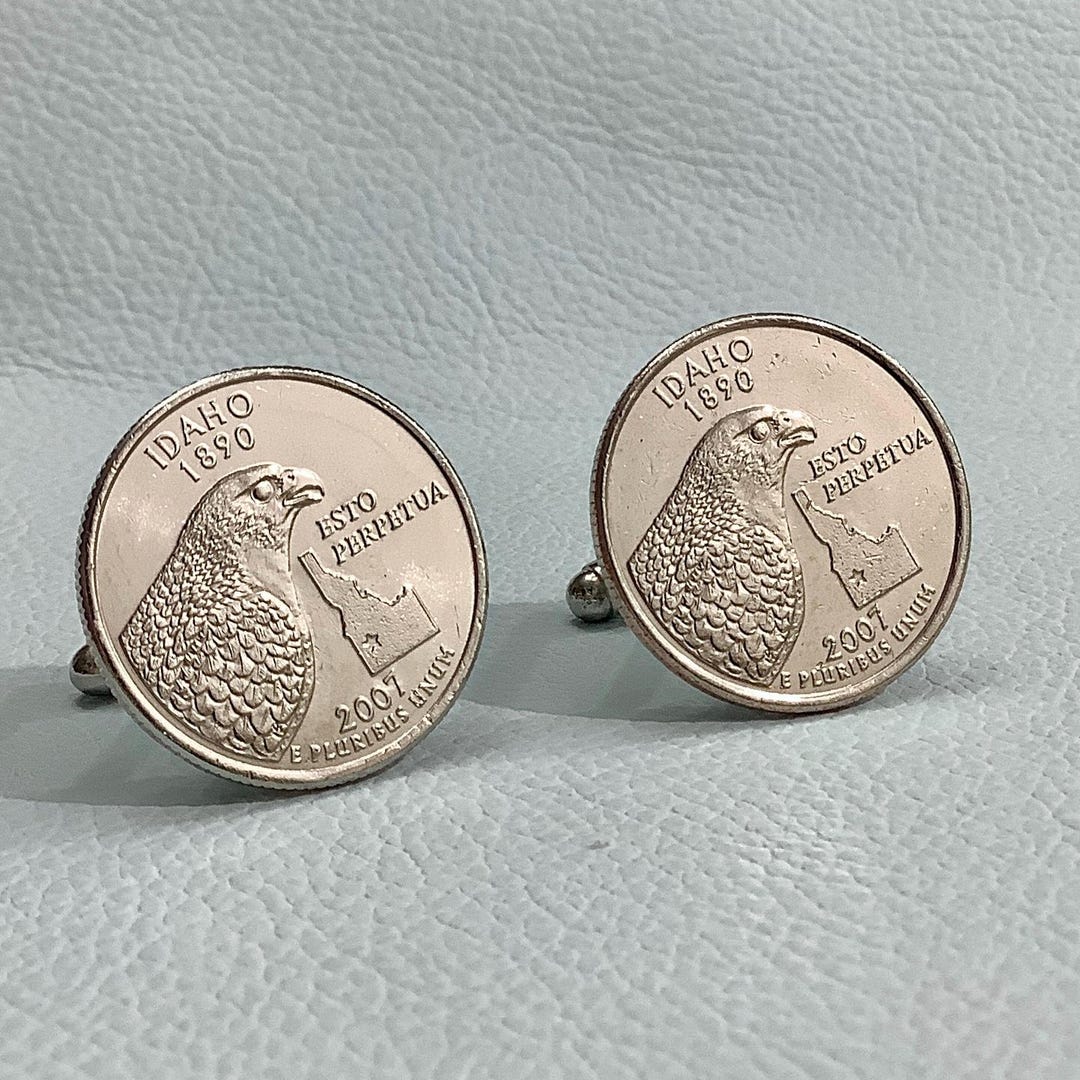 2007 Idaho Quarter Dollar Coin Cufflinks, Peregrine Falcon Esto Perpetua,  Soldered - Etsy