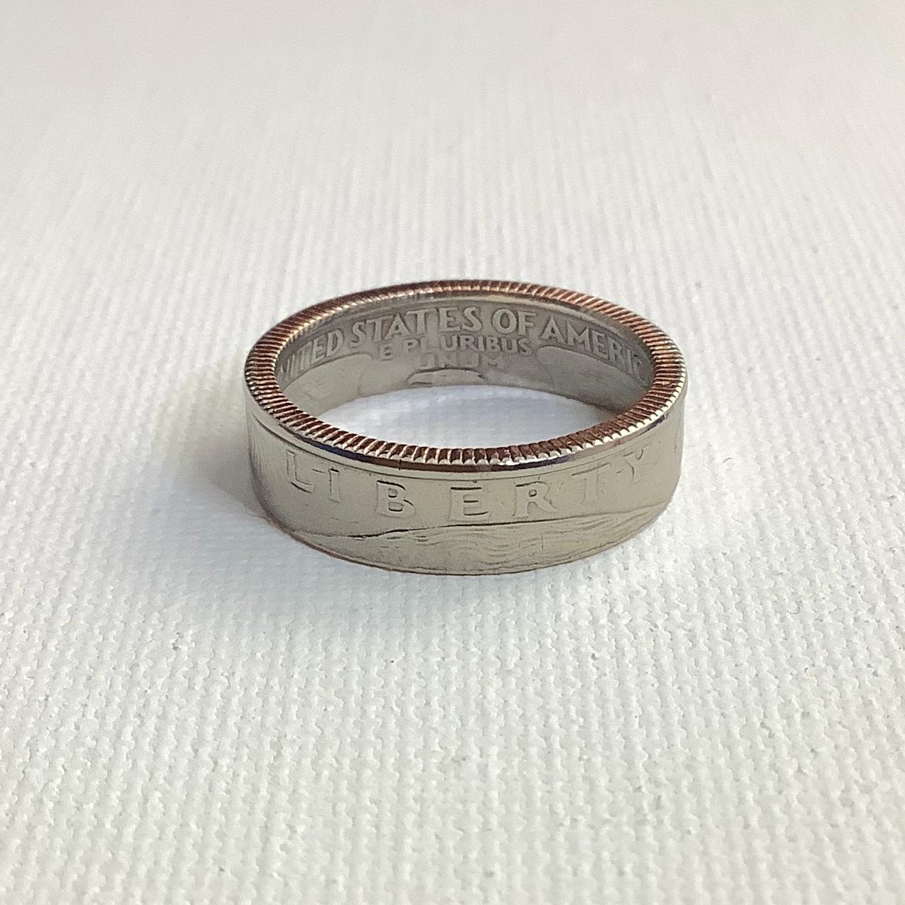 ヴィンテージ 1982 リバティ クォータードル コインリング - ポリッシュシルバートーン - サイズ 4-9 - アメリカン 貨幣ジュエリー  25セント ジョージ・ワシントン - Etsy 日本