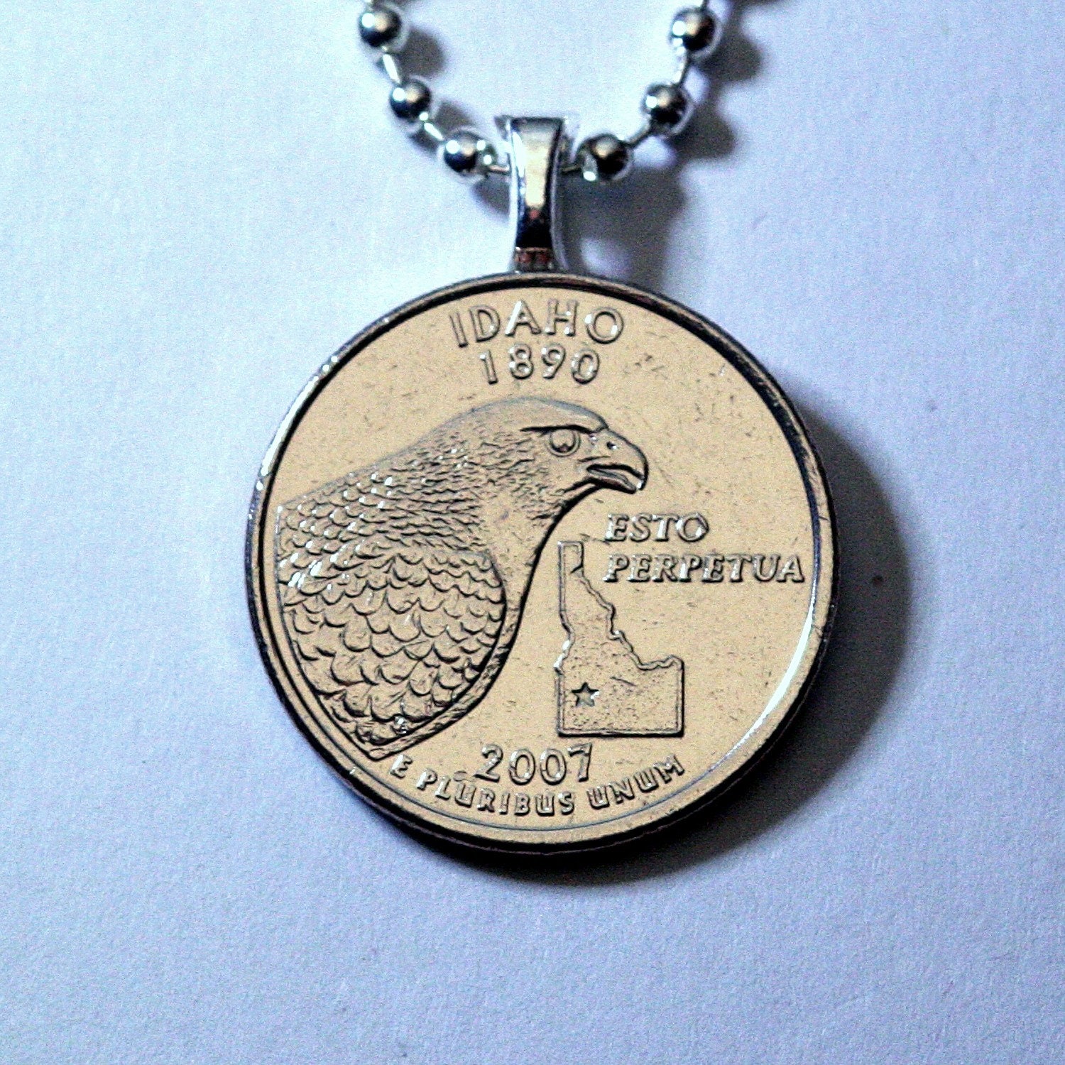 2007 Idaho Quarter Dollar Coin Drop Pendant Peregrine Falcon Etsy