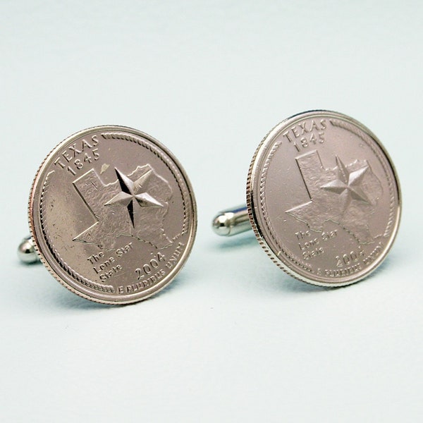 2004 Texas Quarter Dollar Coin Cufflinks - The Lone Star State