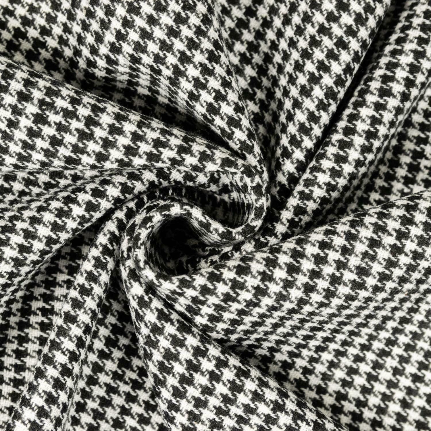 Houndstooth wool fabric in black and white color. Etsy