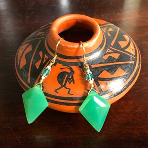 Chrysophrase gemstone earrings