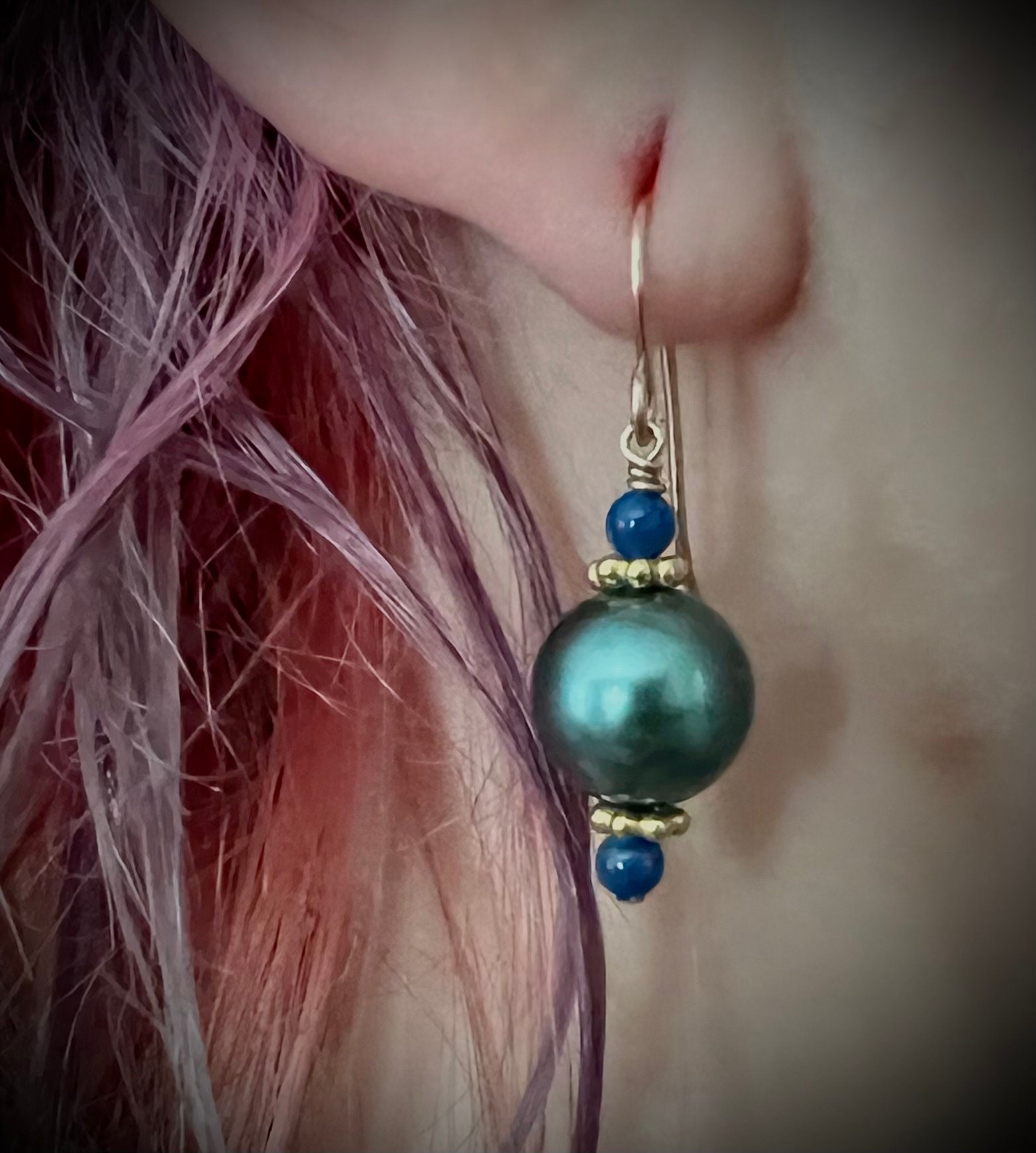 Real blue deals pearl earrings
