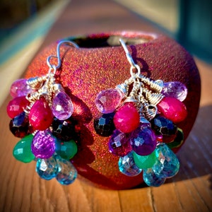 Brilliant Briolette Cluster Aurora Earrings