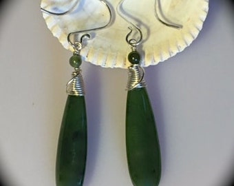 Graceful long Jade drop earrings