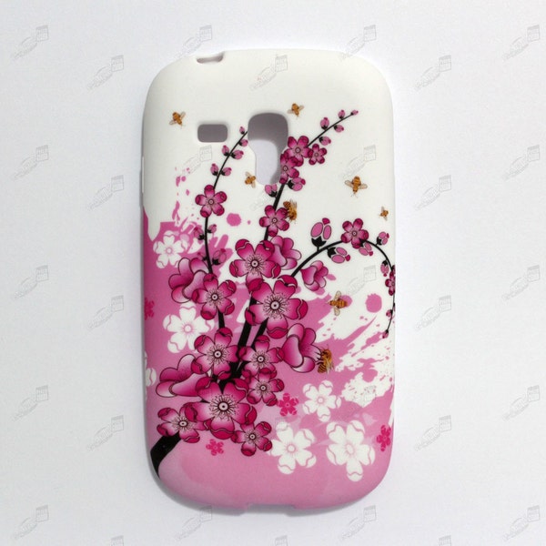 Pink Cherry Blossom Flower Silicone Samsung Galaxy S3 Mini  i8190 Case Cover Skin