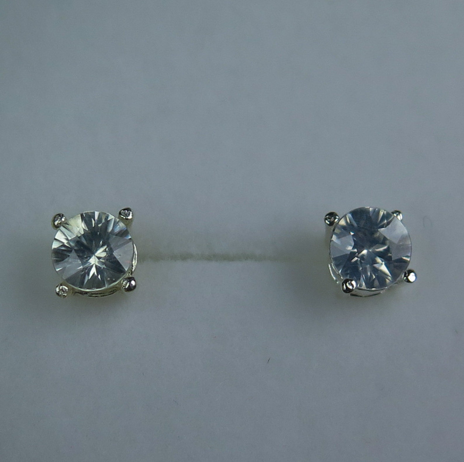 1.20cts Natural white Zircon stud earrings Sterling 925 silver Etsy