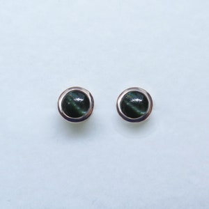 Certified 0.4ct Natural Kornerupine dark green, cats eye 925 sterling silver 9ct 14k 18k 375 585 750 white yellow rose gold studs earrings