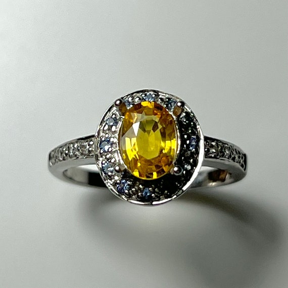 プラチナ18金イエローサファイアリング