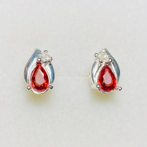 Certified 0.85ct Natural Red sapphire 925 sterling silver, 9ct 14k 18k 375 585 750 white yellow rose gold Platinum studs earrings