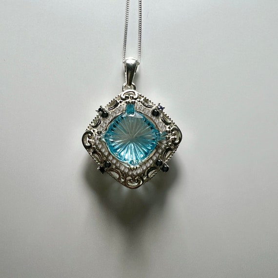 11.75ct Natural Blue Quartz Carved Sterling 925 Silver 9ct 14k 18k