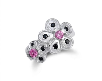 Certified Natural pink Spinel floral spinel 925 sterling Silver, Gold, Platinum
