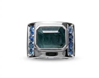 Certified 3cts Natural Grandidierite Blueish Green turquoise unised ring Silver, Gold, Platinum
